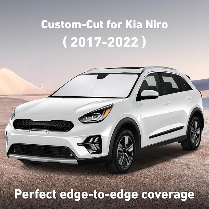 EcoNour Windshield Sunshade Compatible for Kia NIRO 2017-2020 2021 2022, Sun Visor for Front Windshield & Window Sun Shade Cover, UV Heat Blocker & Protector, Car Accessories