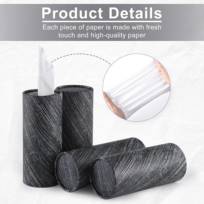 SINGARO Car Tissue Holder, 4 Pack Car Cup Holder Facial Tissues with Travel Tissue Bag, Quick and Convenient Flower Combination Car Tissue Box(4 Canisters/200 Tissues) Gray