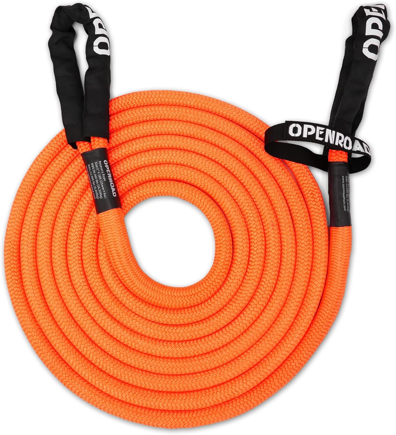 OPENROAD 1" x30ft Kinetic Recovery Rope 36,000LBS Heavy Duty Offroad Tow Strap, 35% Elasticity Snatch Rope for Jeep, Truck, ATV, UTV - Orange (Includes Storage Bag)
