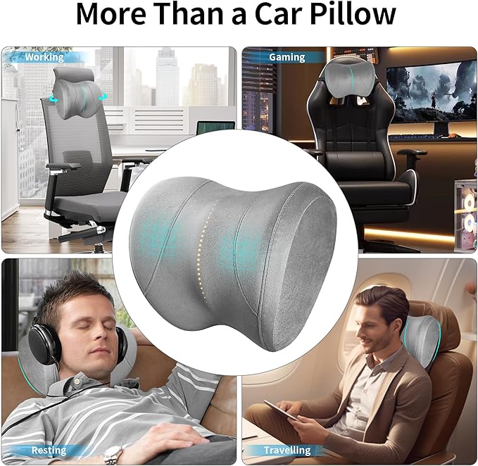 Car Neck Pillow Adjustable Up and Down Style 2 Pack,Car Headrest Pillow for Neck Support Relieves Driving Fatigue, Soft Memory Form and Ergonomic Design Fits Most Heights and Car Seats (Gary)