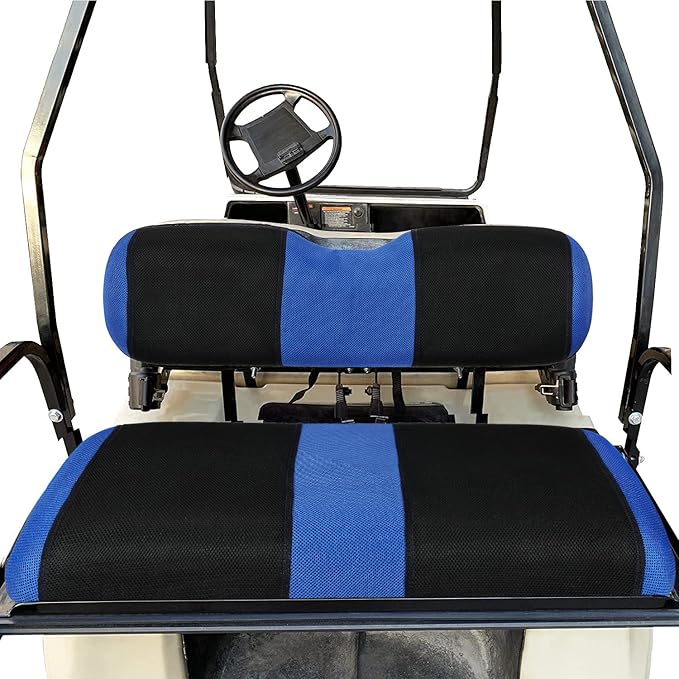 Universal Golf Cart Rear Seat Cover Dress Up for Older Golf Carts - Durable, Breathable Material, Fits Like a Glove for EZGO, Club Car and Yamaha, Easy to Install, Blue