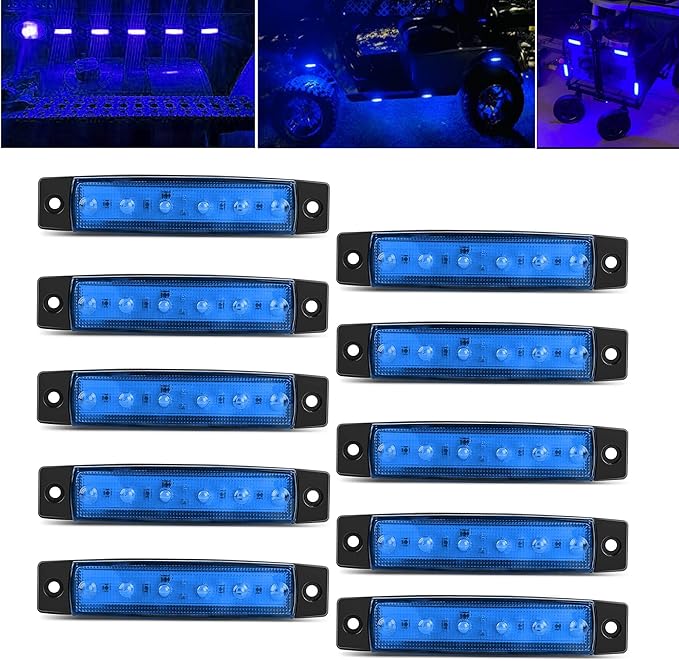10 Pcs Blue LED Rock Strip Lights,Wheel Well Underglow Lighting Kits,Car Rock Lights Exterior Side Marker Lights for Wrangler Truck Golf Cart RV RV SUV Offroad