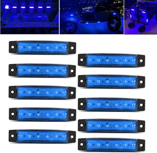 10 Pcs Blue LED Rock Strip Lights,Wheel Well Underglow Lighting Kits,Car Rock Lights Exterior Side Marker Lights for Wrangler Truck Golf Cart RV RV SUV Offroad