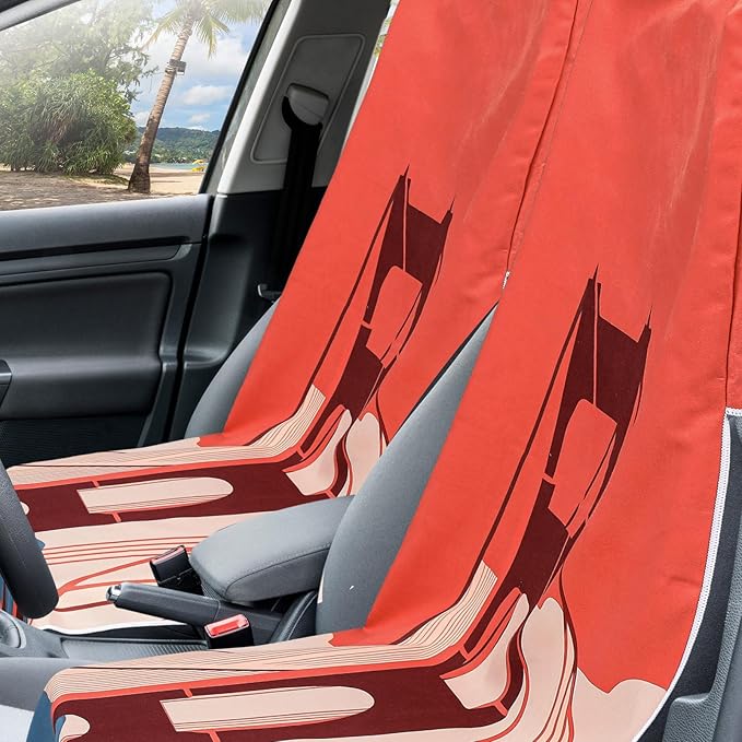 2 Pack Car Seat Towel Covers with Storage Bag 63 x 32 Inch Athletic Running Towel Seat Sweat Washable Non Slip Cover Gift for Car Outdoor Sport Activities (Golden Gate Bridge)