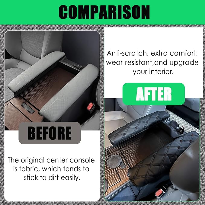 Armrest Cover for Toyota Sienna 2021 2022 2023 2024 2025 2026 Leather Center Console Side Covers [Not for Cool Box], Scratch-Resistant & Stylish for Toyota Sienna Interior Accessories