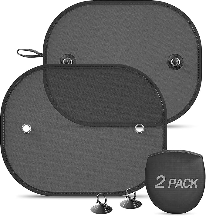 Car Window Shade, 2 Pack Car Sun Shade for Window Baby Suction Cups Sunshade for Side Window Sun and UV Block for Kids/Adults/Pets - 17.3''x14'' Universal Fits