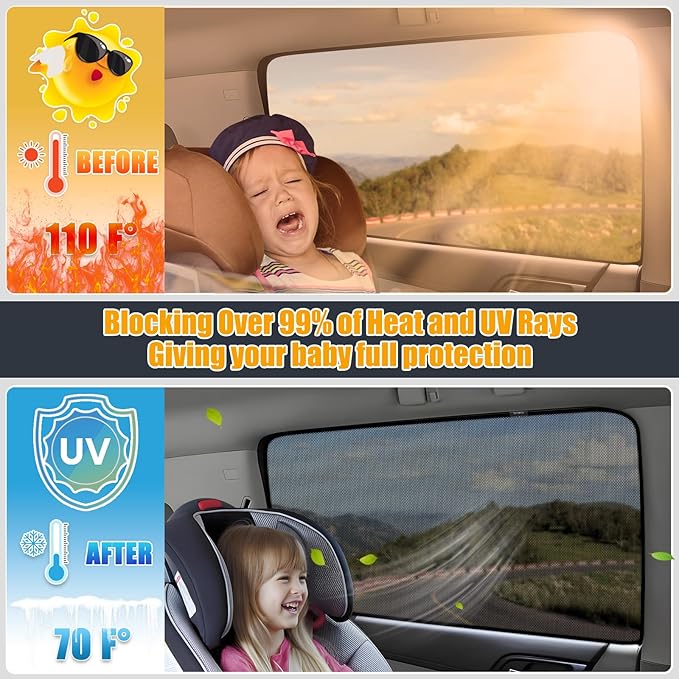 XCBYT Forester Window Shades for 2019-2024, 4PCS Side Window Sun Shades with Breathable Mesh, Magnetic Car Window Covers for Baby & Privacy, UV Protection & Heat Insulation