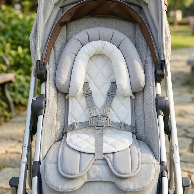 Pro Goleem Infant Car Seat Insert, Babybody Support for Toddler, Soft Minky Preemie Car Seat Insert, 2-in-1 Reversible, Perfect for Carseats, Strollers, Swings, White and Grey
