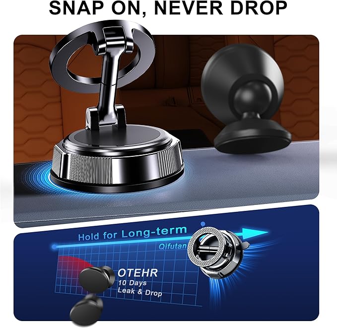 Qifutan for MagSafe Car Phone Holder Mount Phone Mount for Car Windshield Dashboard Air Vent Universal Hands Free Automobile Cell Phone Holder Fit for iPhone Smartphone Camera Mounts