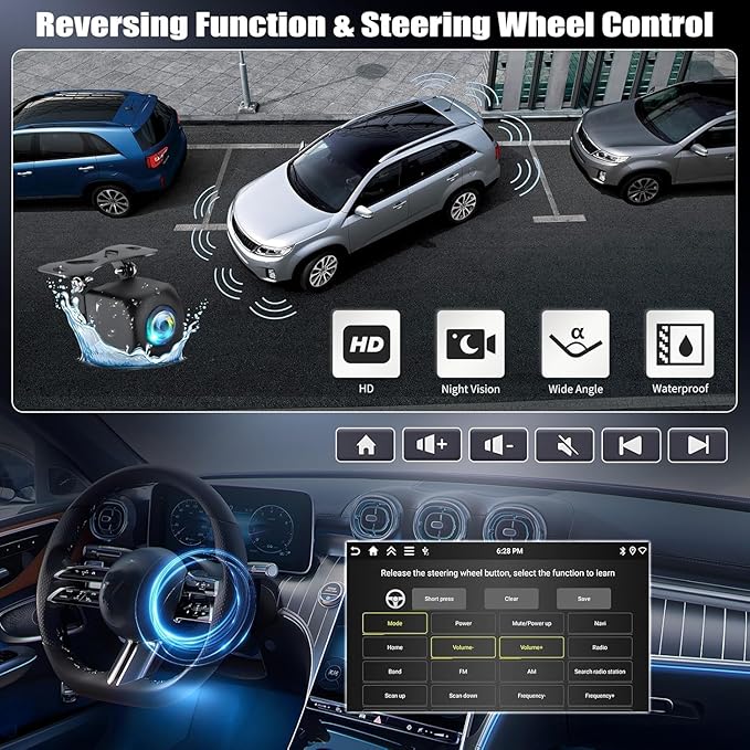 CAMECHO 4G+128G Car Radio Stereo for Dodge Journey 2012-2019 with Wireless Carplay Android Auto Android 15 Radio 9" 1280 * 720 Touch Screen Head Unit with GPS Bluetooth WiFi FM RDS Backup Camera