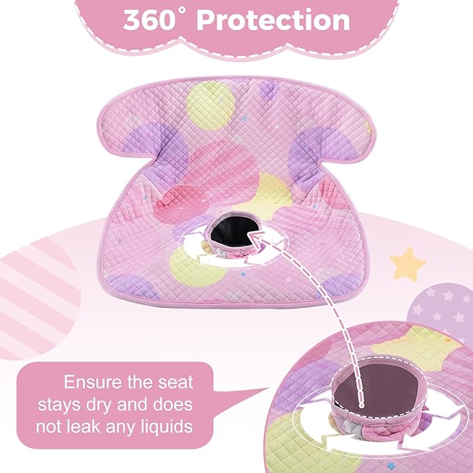Piddle Pad Car Seat, Waterproof Car Seat Protector for Potty Training, Travel-Friendly Baby Toddler Carseat Cover, Machine Washable Liner for Spills, Potty Accidents (Pink, 2PC)