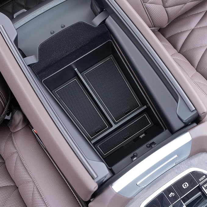 JKCOVER Center Console Organizer Tray Compatible with BMW X5 G05 X7 G07 (2019-2025) and X6 G06 (2020 2021 2022 2023 2024 2025) Accessories Armrest Secondary Storage Box, ABS Plastic
