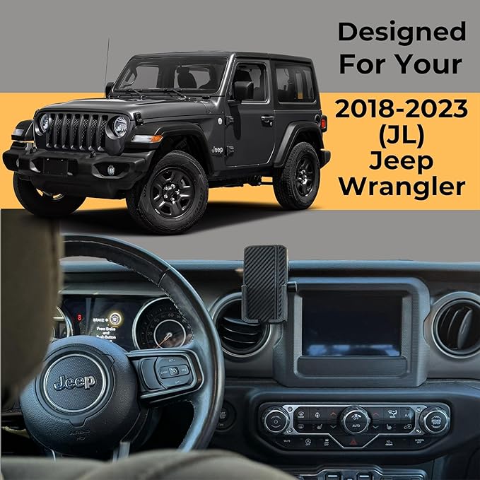 Phone Holder for Jeep Wrangler-JL- (2018-2023) JL JLU Gladiator JT Cradle Mount and Magsafe Compatible (MagSafe Compatible/Wireless Charging)