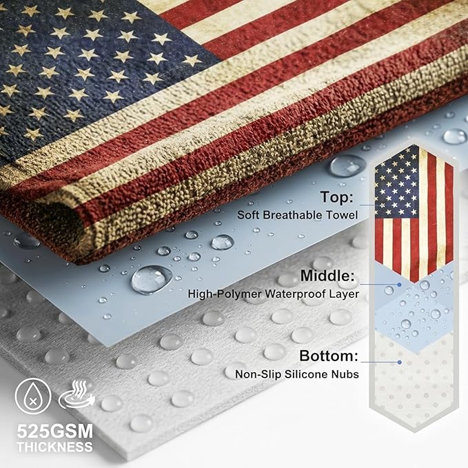 ZIMABLUE 2-Pack American Flag Car Seat Towel Protector - Waterproof & Sweatproof Seat Covers for Post-Gym, Beach, Yoga & Sports - Non-Slip Universal Fit for SUV, Sedan - Machine Washable