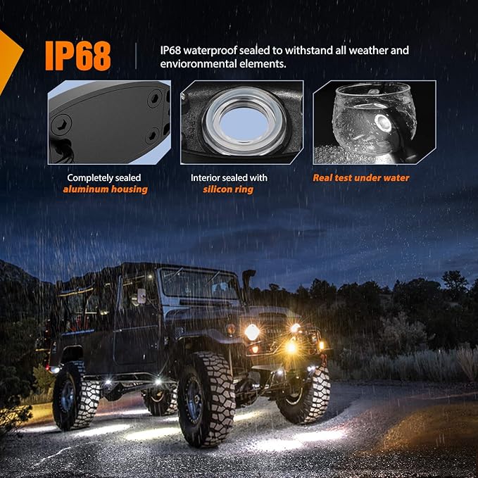 Nilight LED Rock Light 4PCS Underglow Wheel Well Pods Waterproof Exterior Underbody Roof Rack Side Lamps for Car Truck Pickups ATV UTV SUV Motorcycle Boat, White Color