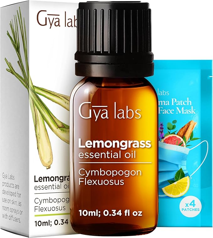 100% Pure Lemongrass Essential Oil - 0.34 Fl Oz - Lemongrass Oil for Hair, Skin, Diffuser, Aromatherapy & DIY Candle Making Scent