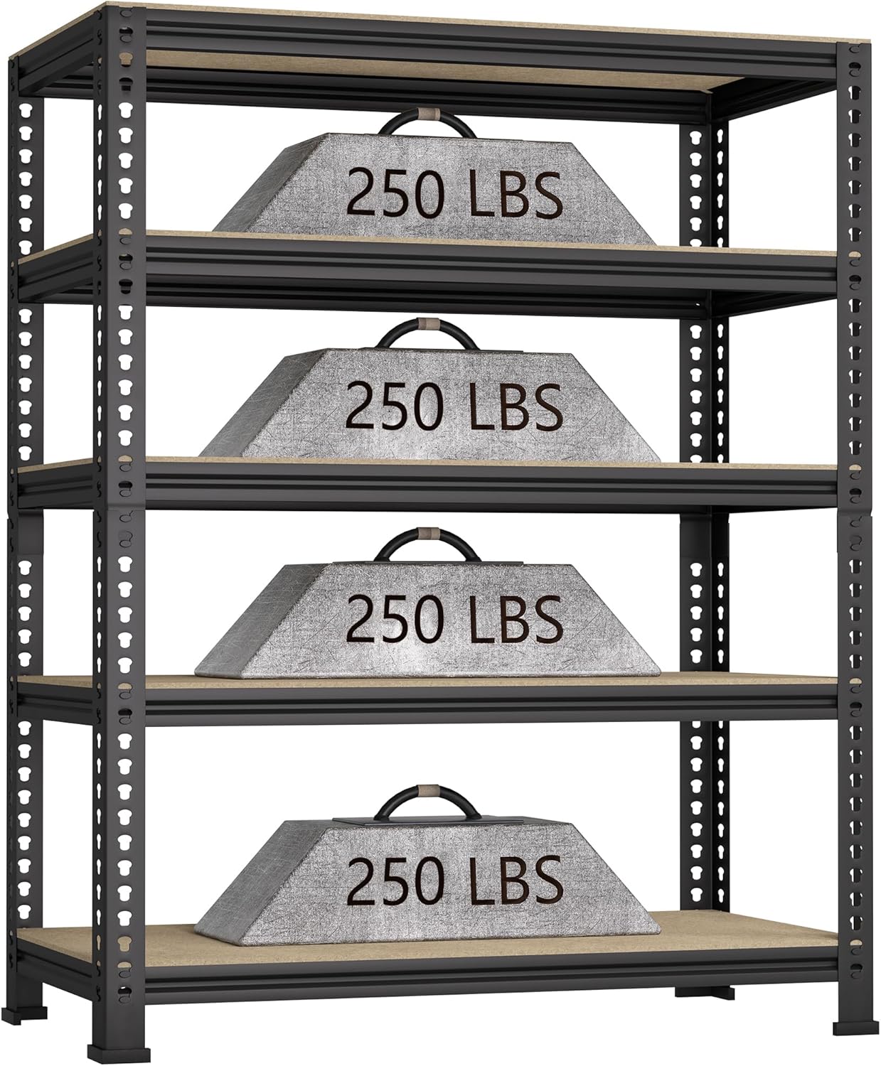 5-Shelf Heavy Duty Shelving - Adjustable Garage Storage Shelves, Metal Utility Storage Racks for Warehouse Pantry Basement Kitchen, Garage Organizers Shelf Unit, Black