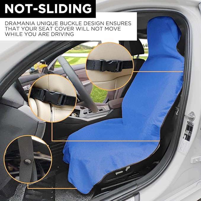 Waterproof Seat Cover Towel, 2PCS Premium Sweat Carseat Protector, Perfect for Universal Anti-Slip Car Truck SUV Seat, Great for Surfing Yoga Gym Workout, Royal Blue