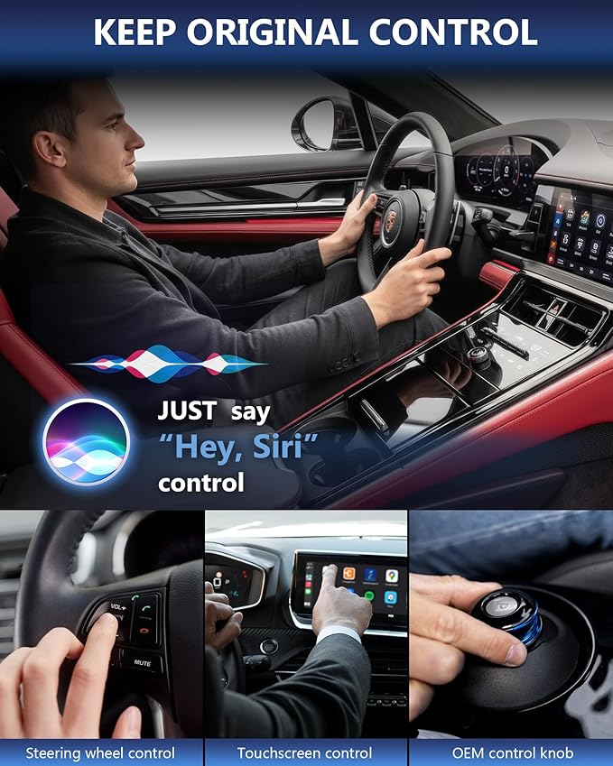 2026 Wireless Carplay Adapter-Android Auto Wireless Adapter 2 in 1, 5.4/6GHz Carplay Bluetooth Adapter Plug and Play Auto Reconnect, Mini Size with USB&Type-C Extension Cable,for iPhone & Android