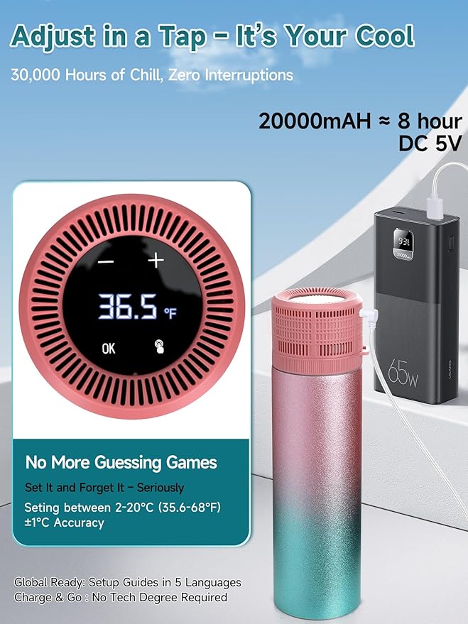 Electric Insulin Cooler Travel Case, USB Charger & Biogel Ice Box - Unlimited Hours, 35-68°F Custom & Display Temperature Medical Cooler, TSA Approved Diabetic Medication Refrigerator