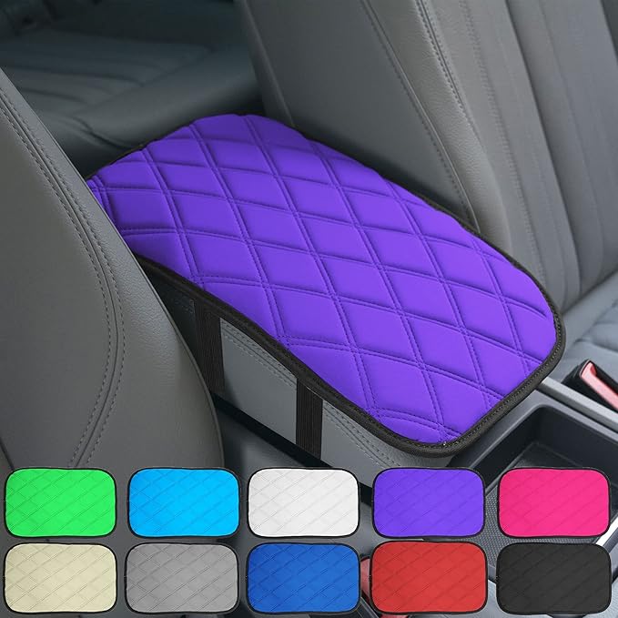 FH Group Neosupreme Purple Diamond Pattern Center Console Pad – Water-Resistant Armrest Cover Protector for Cars, SUVs & Trucks