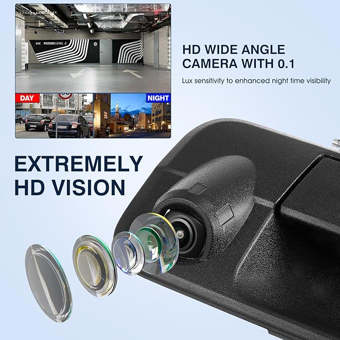 Tailgate Handle Backup Camera Fit for Toyota Tundra 2007-2013 Classic Tailgate Reversing Rear View Park Assist Camera RCA Plug Replaces 69090-0C051 86790-34011 86790-34030