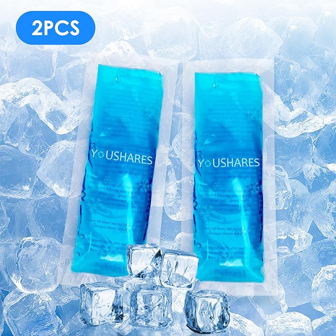 YOUSHARES Ice Packs - Reusable Freezer Packs Instant Hot Or Cold Gel Pack Suitable for Insulin Cool Storage Bag （2 TSA Approved Ice Packs）