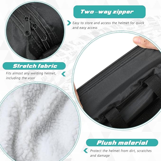 2 Pack Helmet Bag Nylon Durable Motorcycle Mx Helmet Storage Bag Medium, with Handle and Fleece Lining, Water-resistant, Zipper for Ski Snowmobile Dirt Bicycle Bike Storage Accessories