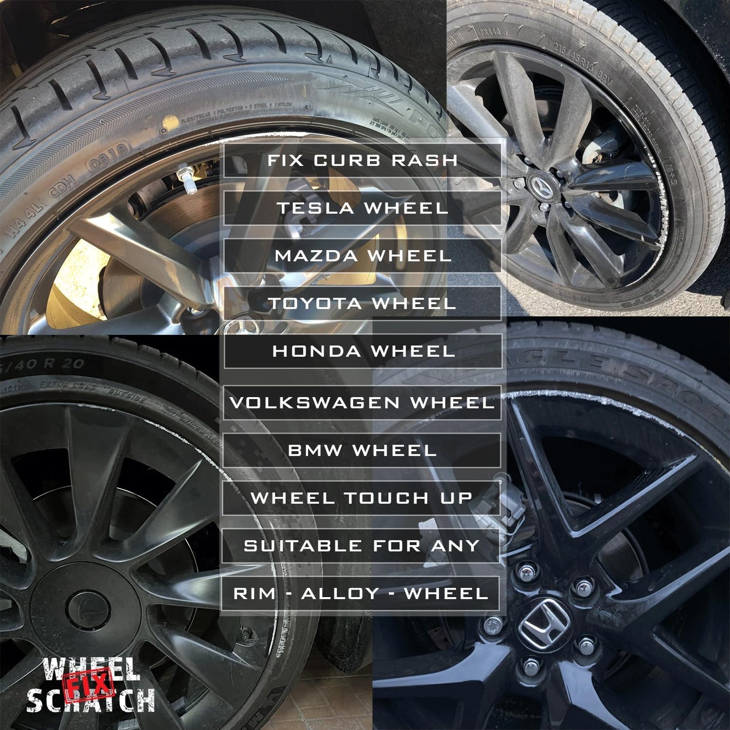 Matte Black Rim Touch Up Paint Kit, Car Wheel Scratch Repair Kit, Wheel Touch Up Paint Pen, curb rim repair kit, curb rash repair kit, Universal Rim Alloy Wheel Paint Black (Matte Black Satin)