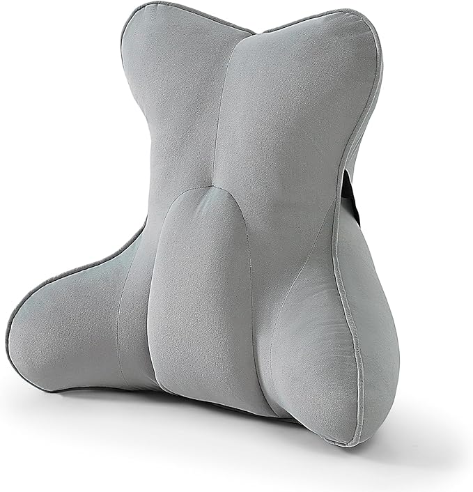Lumbar Back Pillow (Pat. Pend), Supportive Back Cushion for Bed, Couch & Recliner, Ergonomic Lumbar Pillow with Customizable Firmness for Lower Back Pain Relief, Zinc Gray