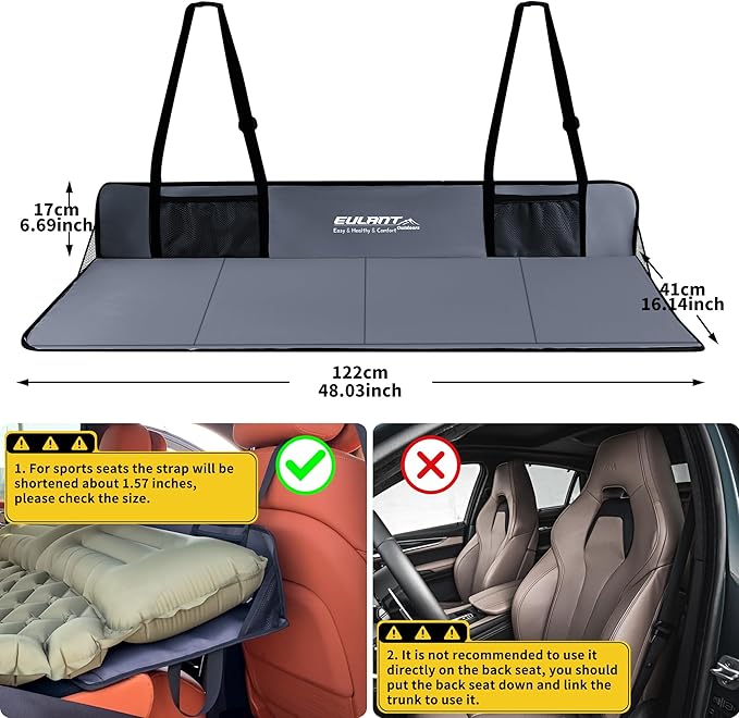 Portable Air Mattresses for Sleeping,Car Rear Seat Mattress Extension Plate,Folding Car Bed Mattress,Increase Travel Trunk Space & Car Bed Camping Space for Car/SUV/Model Y/3-Camping Essential ﻿