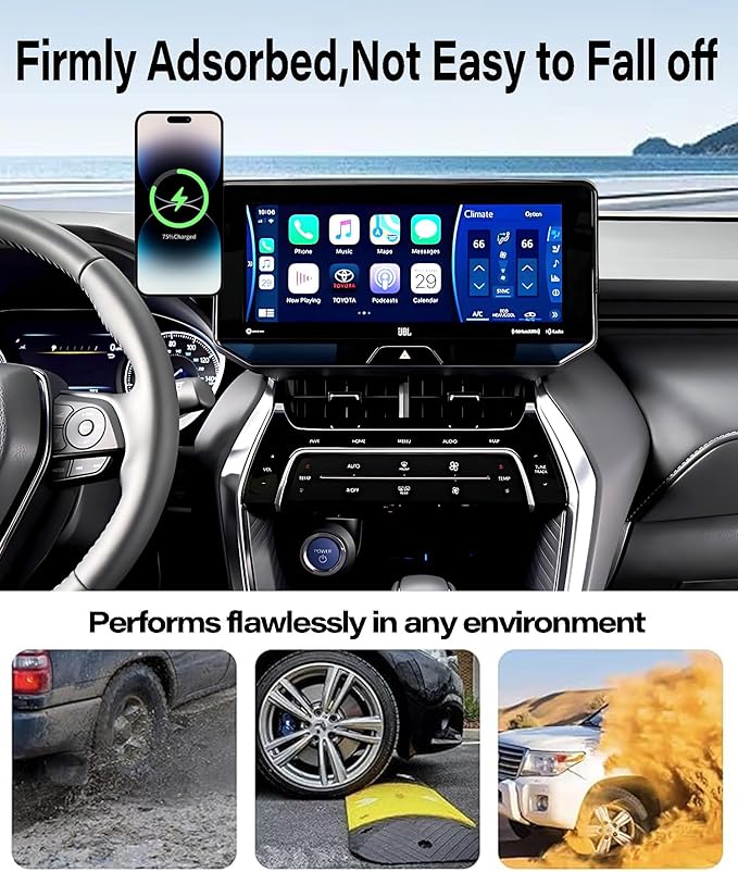 Car Phone Holder for Toyota Venza 2021-2024 Accessories Apply to 12.3 Inch Touch Screen 15W Fast Wireless Charger Screen Fixed Clip Cell Phone Mount Hands-Free 360 Degree Rotation