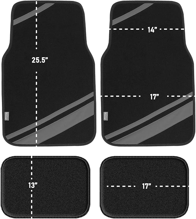 FH Group Car Floor Mats - Carpet Floor Mats for Cars, Universal Fit Automotive Floor Mats, All Purpose Car Floor Mats, Carpet Protector Mat for Most Sedan, SUV, Truck Floor Mats Gray