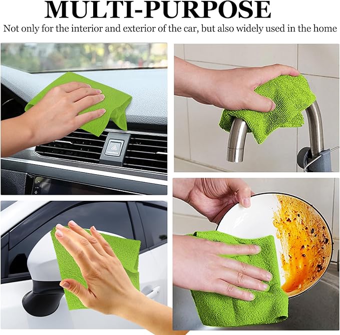 wuyaoyao 50PCS Microfiber Cleaning Cloth Roll, 10"×10" Tear Away Microfiber Towels, Reusable Washable Cloth Paper Towels, Multi-Purpose Cleaning Rags for Car Home Kitchen Garage Shop (Green)