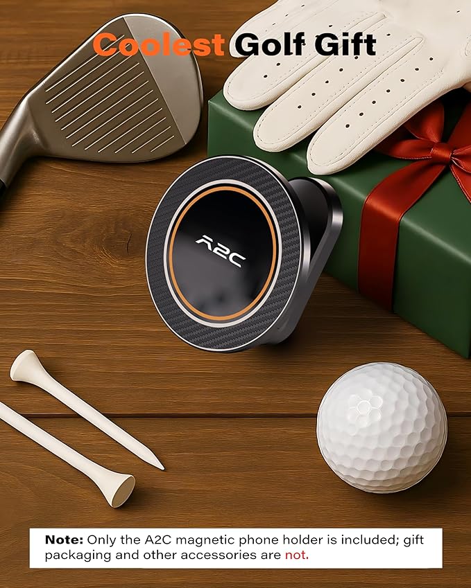 A2C Alloy Magnetic Golf Cart Phone Holder for MagSafe iPhone, Unique Golf Gifts for Men Golfers Dad Father, Golf Gift for Him Husband, Golf Accessories Essentials Gadgets Fits EZGO, Club Car, Yamaha