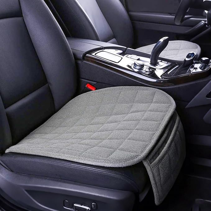 Suninbox Linen Seat Cover for Car,2 Pack Bottom Seat Covers for Trucks, Car Seat Cushion,Pads,Mat,Protector Universal Fit Most Automotive[Gray Front Seat]