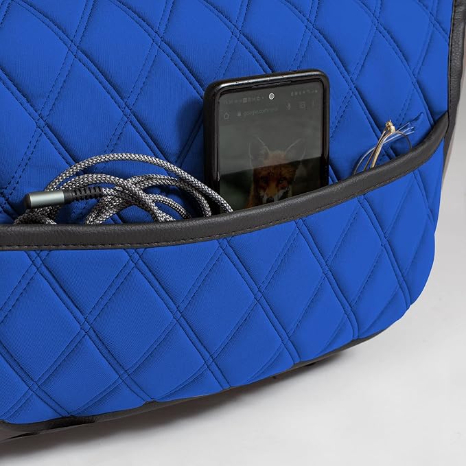 FH Group Car Seat Cushion – Neosupreme Single Front Seat Cover with Front Pockets, Airbag Compatible, Universal Fit Car Seat Cushion for Driver or Passenger Seat, SUV, Truck, Sedan & Van – Blue