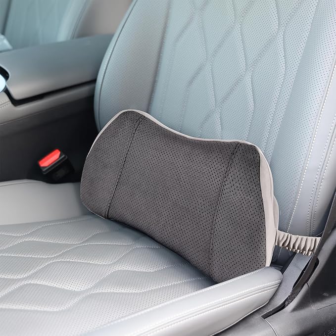 Lumbar Support Pillow for Office Chair and Car, Memory Foam Back Cushion Provides Lumbar Support to Relieve Back Pain, Ideal for Driving and Office Use (Gray)