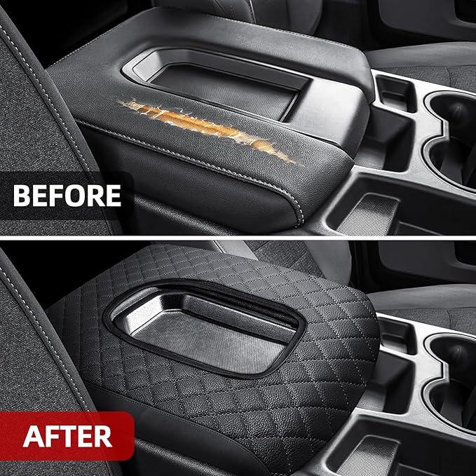 Center Console Cover Fit for 2019-2025 Chevy Silverado/GMC Sierra Jump Seat Accessories, Car Armrest Middle Console Cover with Hidden Pocket (Only for Split Bench Jump Seat Console)