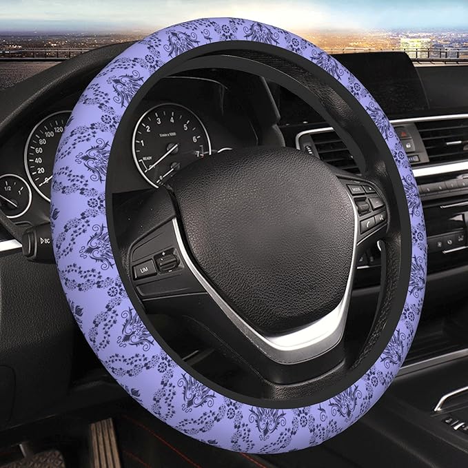 Car Steering Wheel Cover,Purple Non Slip Wheel Protector 15 Inch Elastic Car Accessories for Men Women
