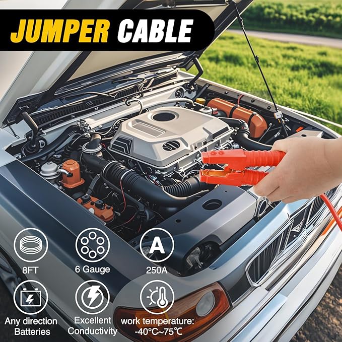 Nilight Car Emergency Kit with Jumper Cable Air Compressor Tire Repair Essential Tools First Aid Alligator Connector Electrical Kit for Travel Camping Outdoor Cars Truck SUV RV