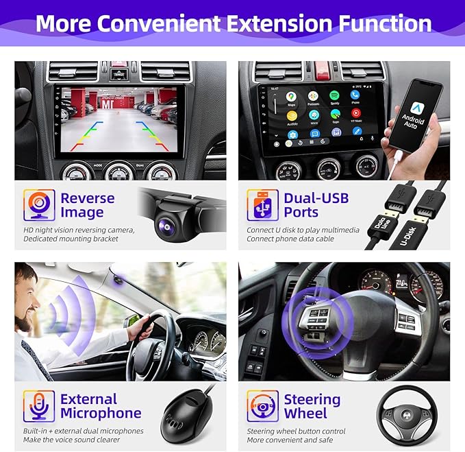 Android Car Radio Upgrade Compatible with Wireless Carplay Android Auto for Subaru Forester Impreza WRX 8 Core TouchScreen Stereo Bluetooth GPS WIFI AM/FM Camera Navigation Head Unit (2016-2018)