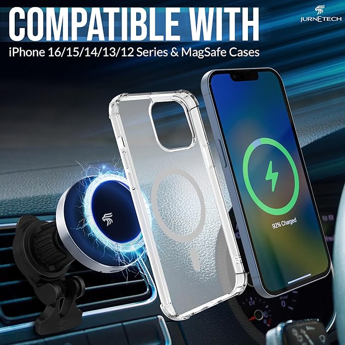 Magsafe Car Mount Charger | Magnetic Phone Charger for Car | 3 Mounts | Max Stability | 360° Rotation | Compatible with Magsafe Phone Case | Fits iPhone 16/15/14/13/12