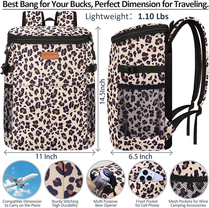 Camping Cooler Backpack 30 45 Cans, Soft Backpack Coolers Insulated Leak Proof Travel Cooler Bag Waterproof Lunch Picnic Beach Work Trip Thermal Bag Drink Beverage Beer Bag Cooler