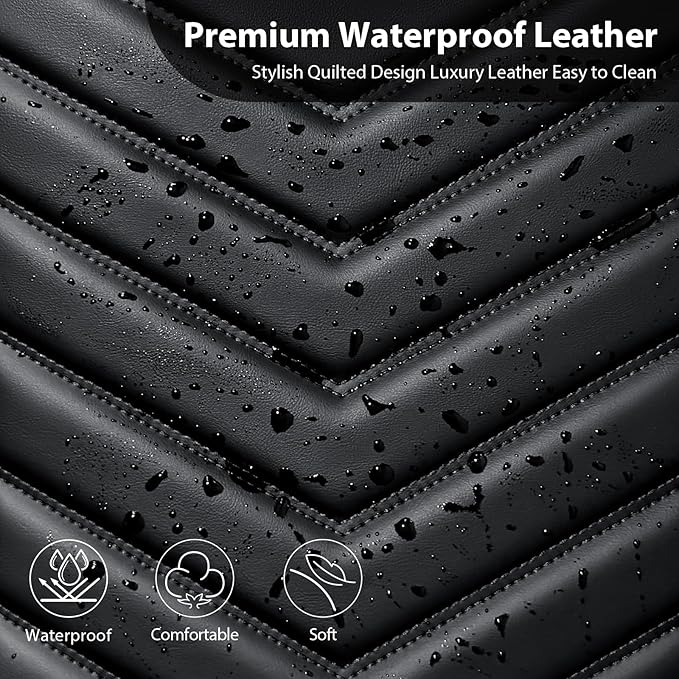 CAR PASS 3D Foam Faux Leather Car Seat Covers Front Seats,Waterproof Leather Front Seat Cover for Cars,Luxury Universal Fit for SUV Truck Sedan Automotive, Armrest Airbag Compatible Anti-Slip, Black