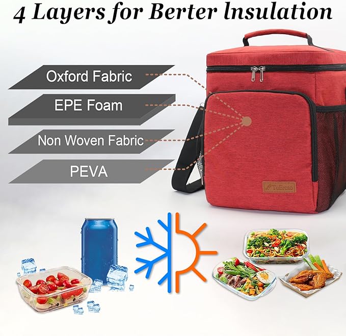 TuErcao Insulated Cooler Bag 6/24 Can Collapsible Leakproof Soft Sided Cooler for Car, Portable Foldable Small Ice Chest for Beach Camping Picnic Travel, 5/15qt Lunch Box for Men Work