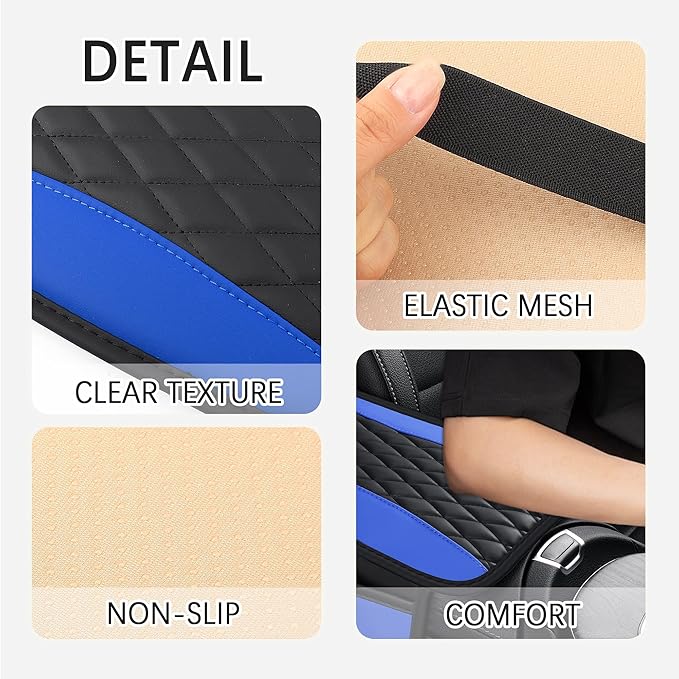 IHOTDER Patchwork Leather Center Console Covers for Cars,Upgraded Arm Rest Cover for Car with Side Storage Pocket for Car Seat Organizer,Middle Console Cover Stylish Car Decoration (Blue)