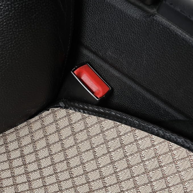 Breathable Back Seat Cover-Universal Rear Seat Mat for All Seasons, Car Rear Seat Protector with Polyester Silk Material, Non-Slip Bottom. Fits 95% of Sedans, SUVs, Vans.(Beige)