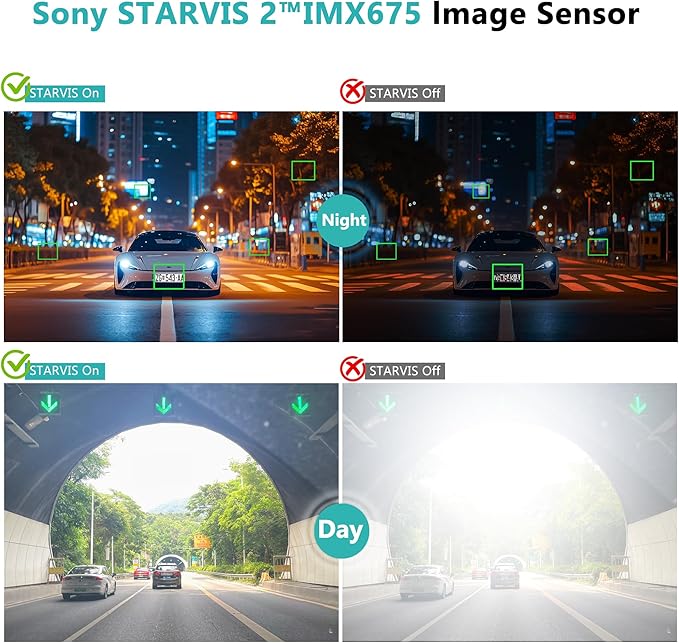 12" 3 Channel 4K Mirror Dash Cam, Sony STARVIS 2 IMX675 Night Vision, BSD Blind Spot Detection, 4K+1080P+2.5K Front Inside Rear View Camera, 5.8GHz WiFi, 24H Parking Mode, 128G Card
