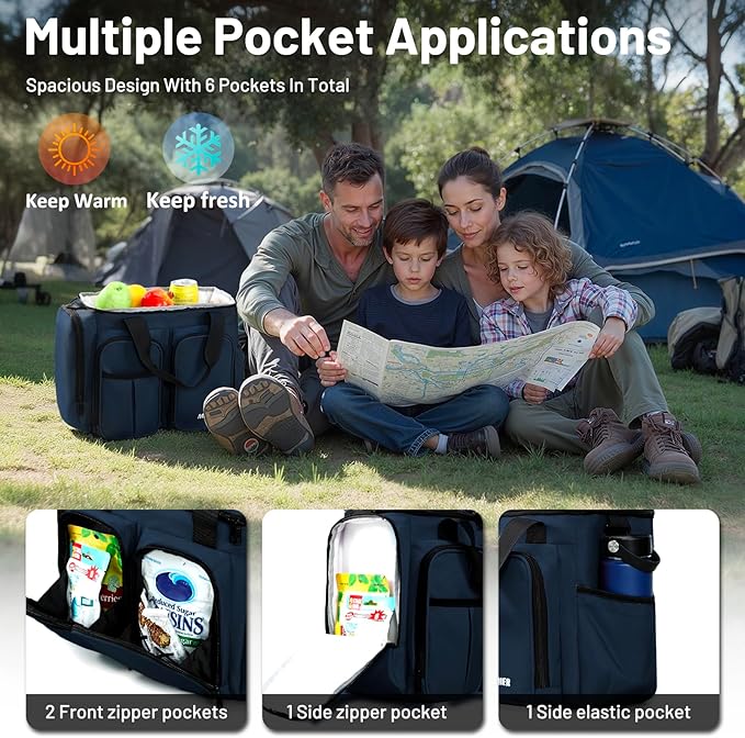 MIER Lunch Box for Men Heavy Duty Insulated Lunch Bag 20 Cans Large Leakproof Soft Cooler Bags with Multiple Pockets for Picnic Work Travel (Navy Blue)